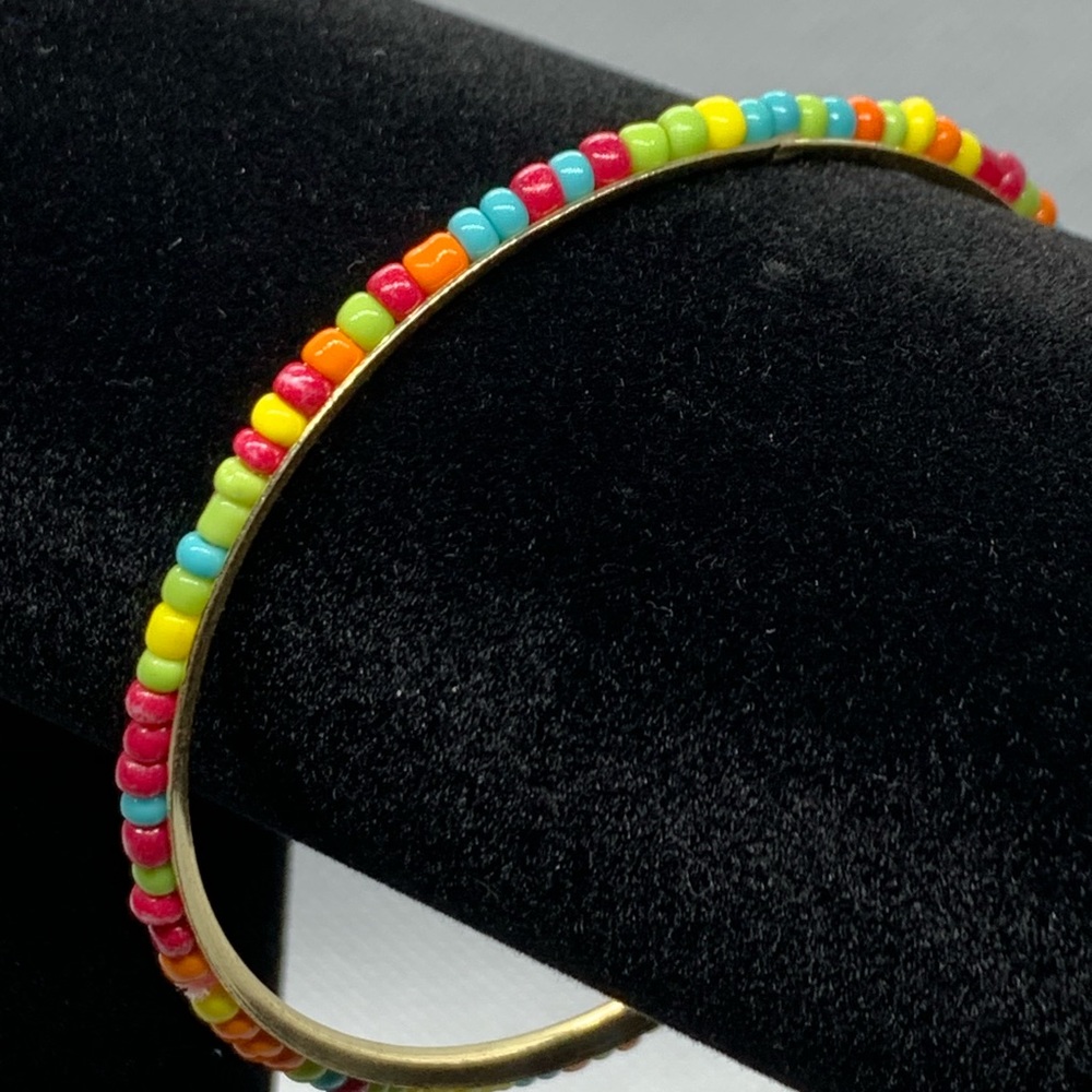 Multicolor bead bangle bracelet